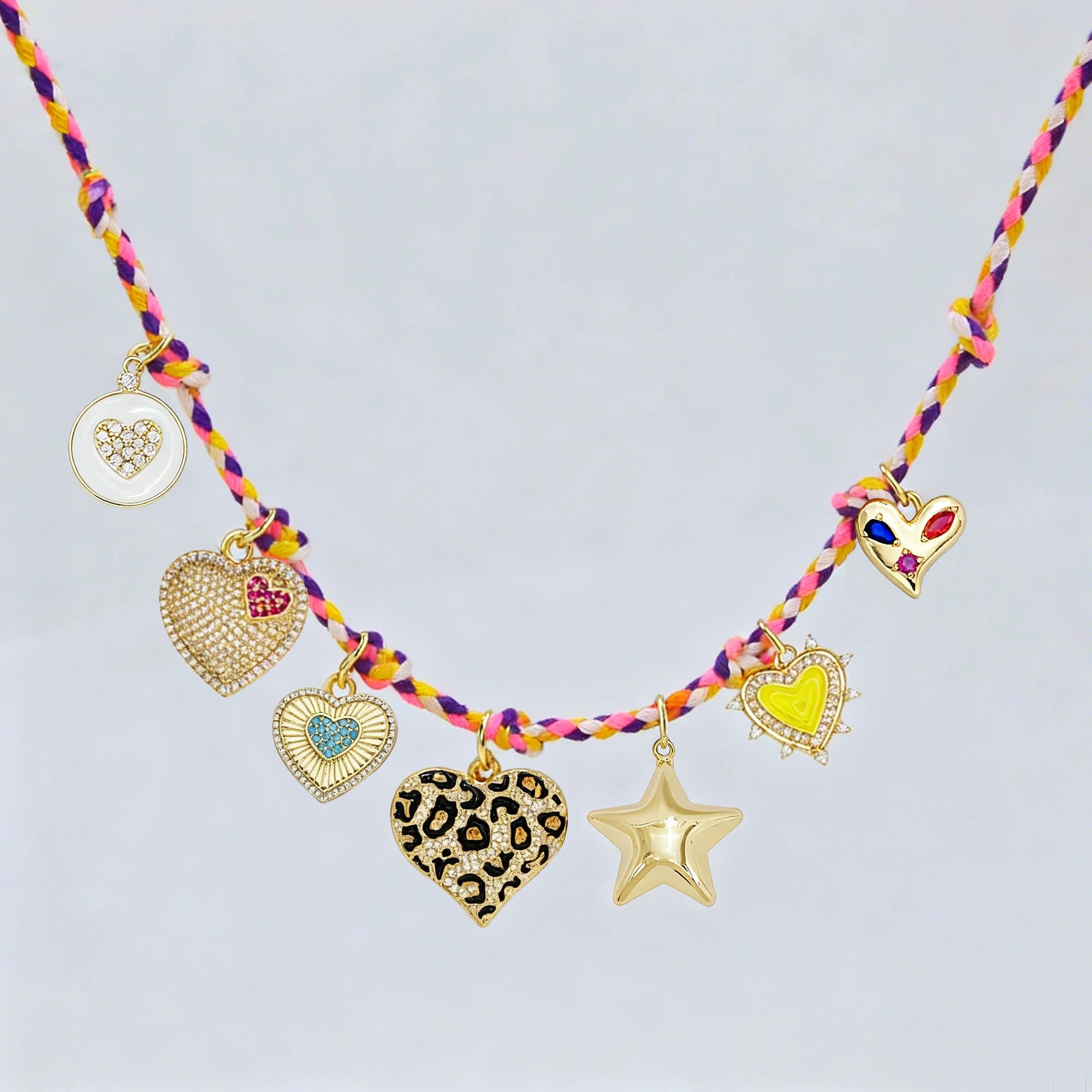 Colorful 18K Gold Charm Fashion Hearts of Different Shapes Charm for DIY Bracelet Necklace Earrings Jewelry Making