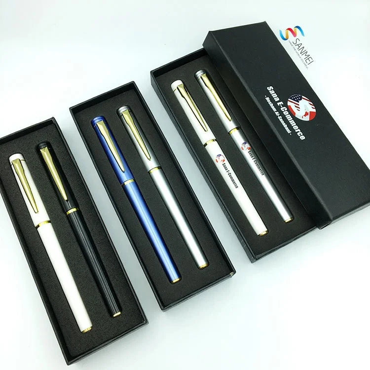 Plastic Promotion UV Printing Custom logo Luxury Gel Pen Sets in Gift Box