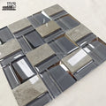 Gray square Stone & Glass Glossy Silver Plating Tile Glass Mosaic Art