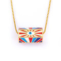 QIKU Punk Design Geometric Cube Enamel Color Eye Necklace Copper Women Pendant Charm Jewelry Couple Gift Unusual Accessory