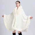 One Size Europe and the United States Autumn and Winter New Style Plush Collar Shawl Cloak Large Size Cardigan Loose Coat