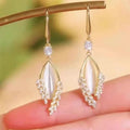 Fancy Jewelry Gold Plated Crystal Wheat Drop Earrings Rhinestone Opal Leaf Dangle Earrings for Women Gift