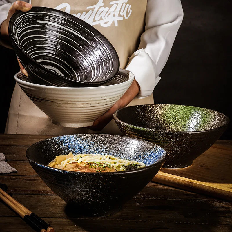 Professional Ceramic Ramen Bowl Large Japanese Style Noodle Soup Bowl for Hotel and Restaurant Catering Use