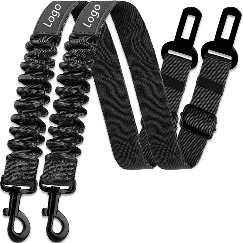 Custom Logo Portable High Density Nylon Adjustable Day Buckle Car Pet Bungee Belt Dog Seat Belt with 360 Rotation Hook