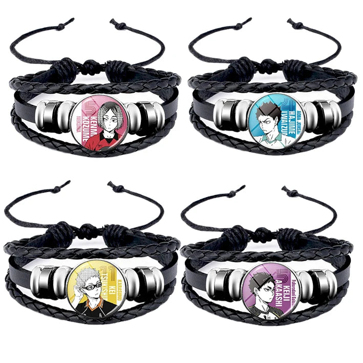 Anime Jewelry Wholesale Volleyball Junior Haikyuu Jewelry Woven Leather Bracelet