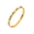 18k Gold Plated White Cubic Zirconia Bezel Setting Stainless Steel Band Bangles for Female