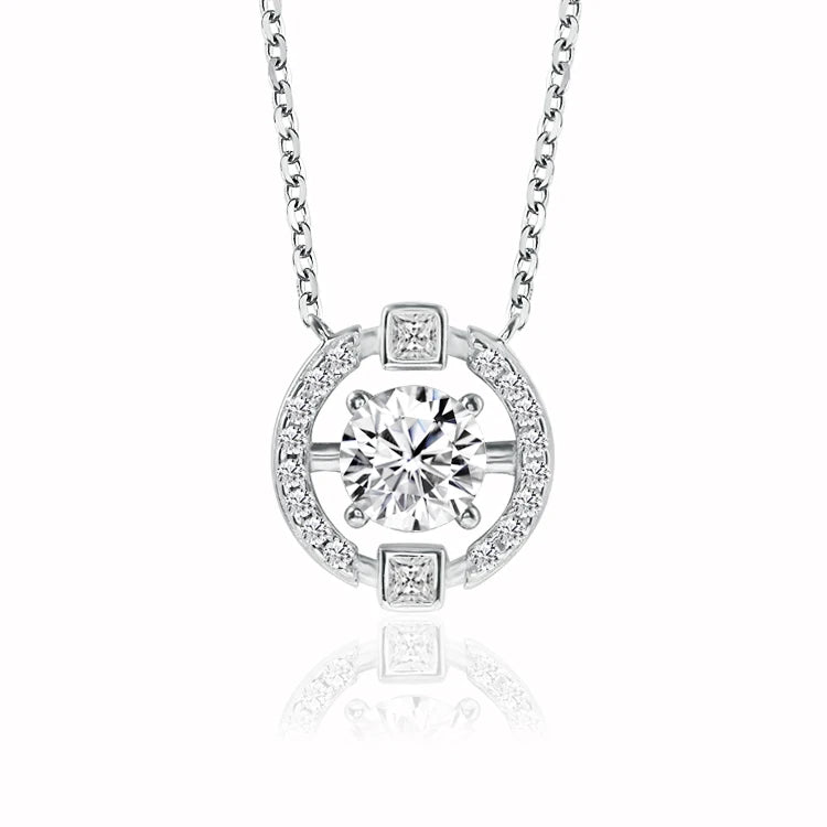 Pretty Classic 925 Sliver Moissanite Pendants Necklace for Girls