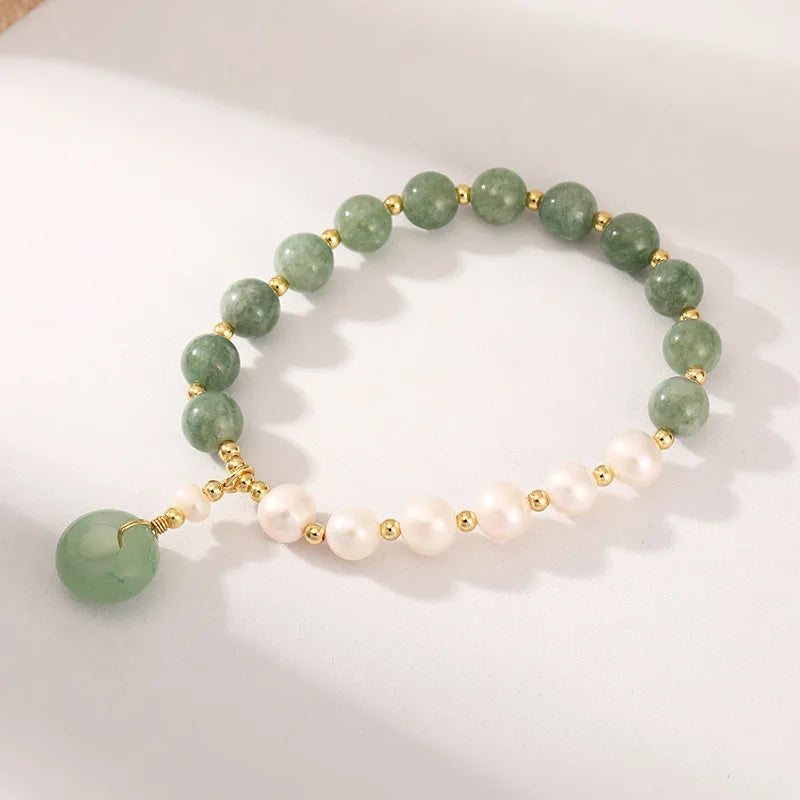 Elegant Women's Freshwater Pearl Bracelet Gold Plated Round Beads with Natural Agate Stone for Christian Occasions or Gifts