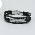 DPANCO DK193 New Design Personality Men's Woven Alloy Bracelet Antique Silver Plating Inspirational Text Hip Hop Cuff 20.5cm