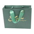 Custom logo Gift Bag Packaging Green Luxury Printed Tote Gift Bag with Grosgrain Ribbon Handle