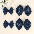 CN 4Pcs Solid Color Grosgrain Ribbon Hair Bow Clip Boutique Layer Hair Pins with Sparkly Rhinestone Hair Clip Kid Girls