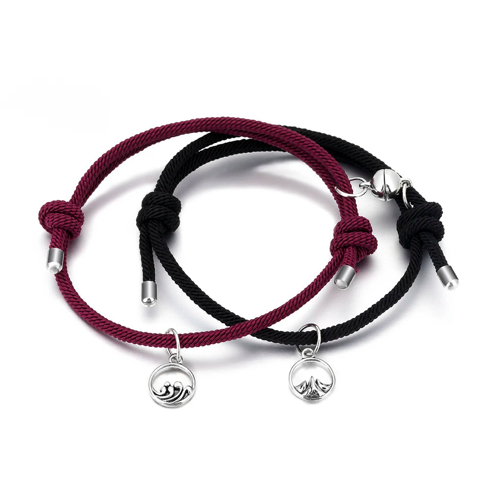 Miss You Two Couple Rope Bracelet magnetic Love set Intelligent Small Charm Jewelry Trendy Long Distance