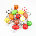 Hot 3D Basketball Keychain Mini Sport PU Anti Stress American Football Rugby Soccer Shape Keyring Soft Baseball Golf Key Chain