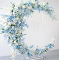 Vv276 2024 New Design Moon Shaped Flower Arch Light Blue Backdrop Arch With Bracket for Proposal Wedding Home Event Decoration