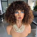 100 Human Virgin Hair Super Double Drawn Short Wig for Black Women Curly Human Hair Wig With Bangs Peruvian Short Human Hair Wig