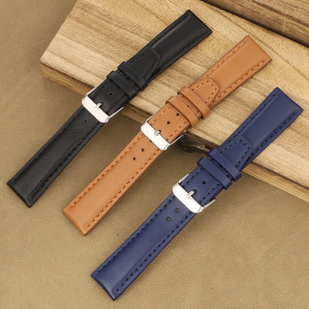 Factory Sell Real Leather Watch Strap 20mm High Quality Watch Accessories Semi-arched Watch Band Accept Do Logo