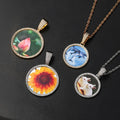 NUOYA Personalized Memory Photo Pendant Necklace DIY Round Blank Custom Photo Memory Charm Pendant Jewelry Gifts