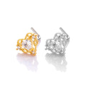 HENGSEN Stainless Steel Zircon Wedding Hollow Heart Nose Stud 18K Gold Plated L Stick Piercing Jewelry for Women 761-1#-L