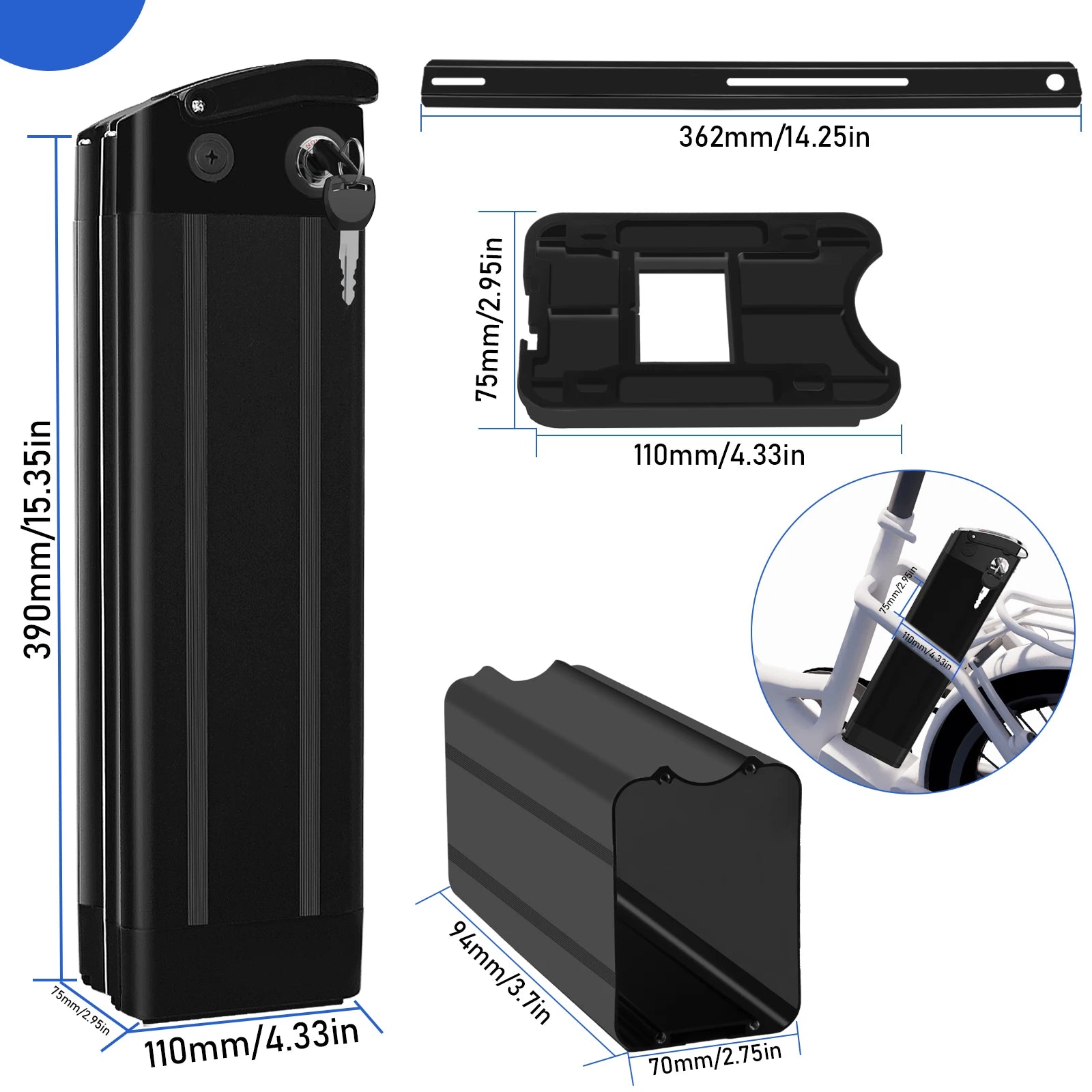 Empty Boxes Silver Fish Ebike Battery Case 70 Pcs  18650 Cells Electric Bicycle Battery Case  36v 48v