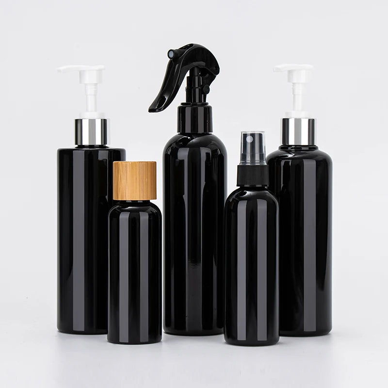Empty Fine Mist 100ml 150ml 250ml 300ml 500ml  8oz Black  PET Plastic Spray Bottle with Trigger Sprayer
