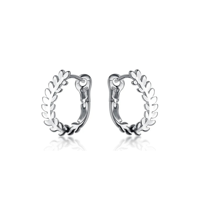 Silver 925 Jewelry Tree of Life Hoop Earrings for Women 925 Sterling Silver Leaves Anti-Allergy Fine Jewelry Gifts