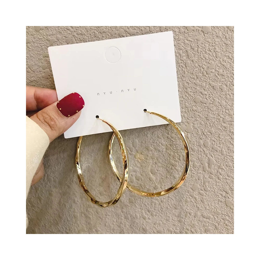 RisingMoon 925 Sterling Silver Needle 18k Gold Plated Polished Shinny Round Metal Hoop Earrings Big Circle Hoop Earrings