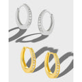Minimalist 18K Gold Earrings 925 Silver Sparkling Zirconia Hoop Earrings Fashion Women's Jewelry