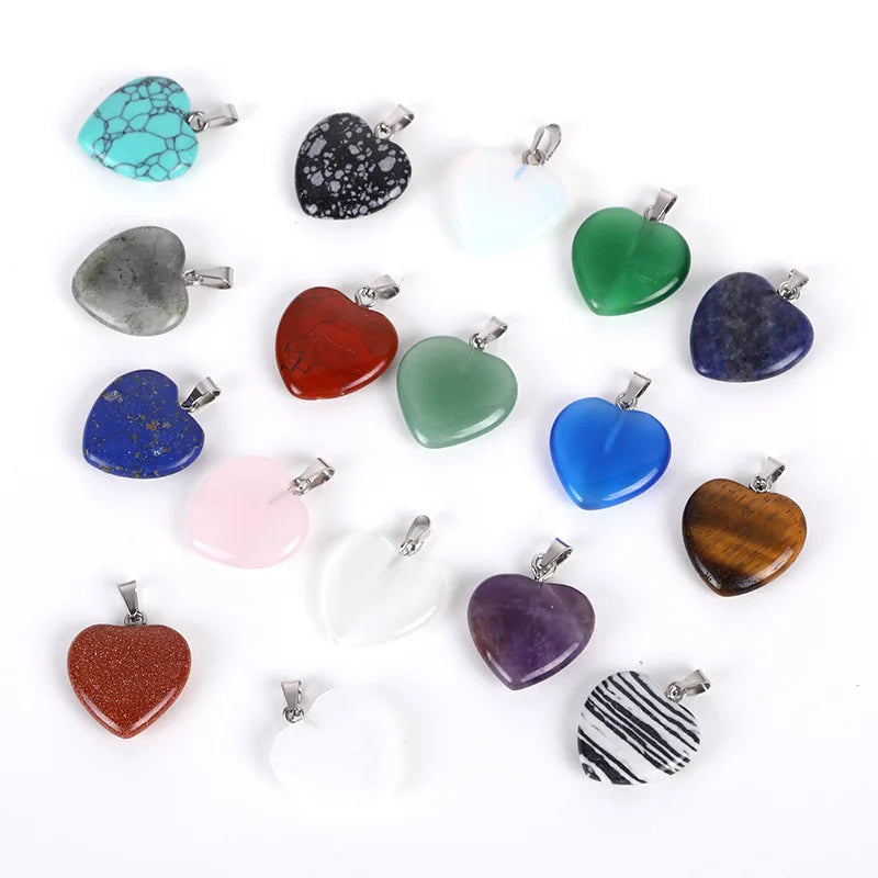 MIENTER Crystal Pendant for Jewelry Necklace Fine Natural Stone Heart Charms Pendant