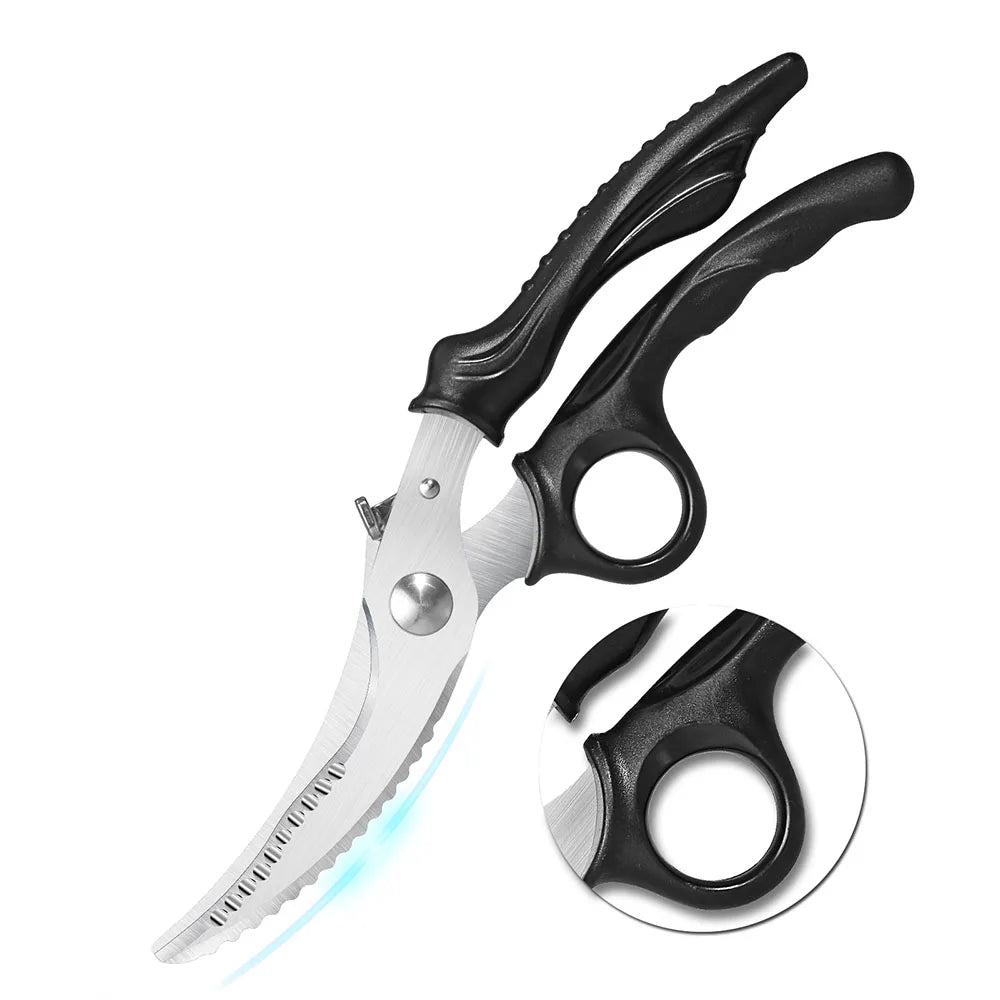 Stainless Steel Kitchen Shears Seafood Scissors Fish Cleaning King Crab Heavy Duty Bone Kitchen Scissors