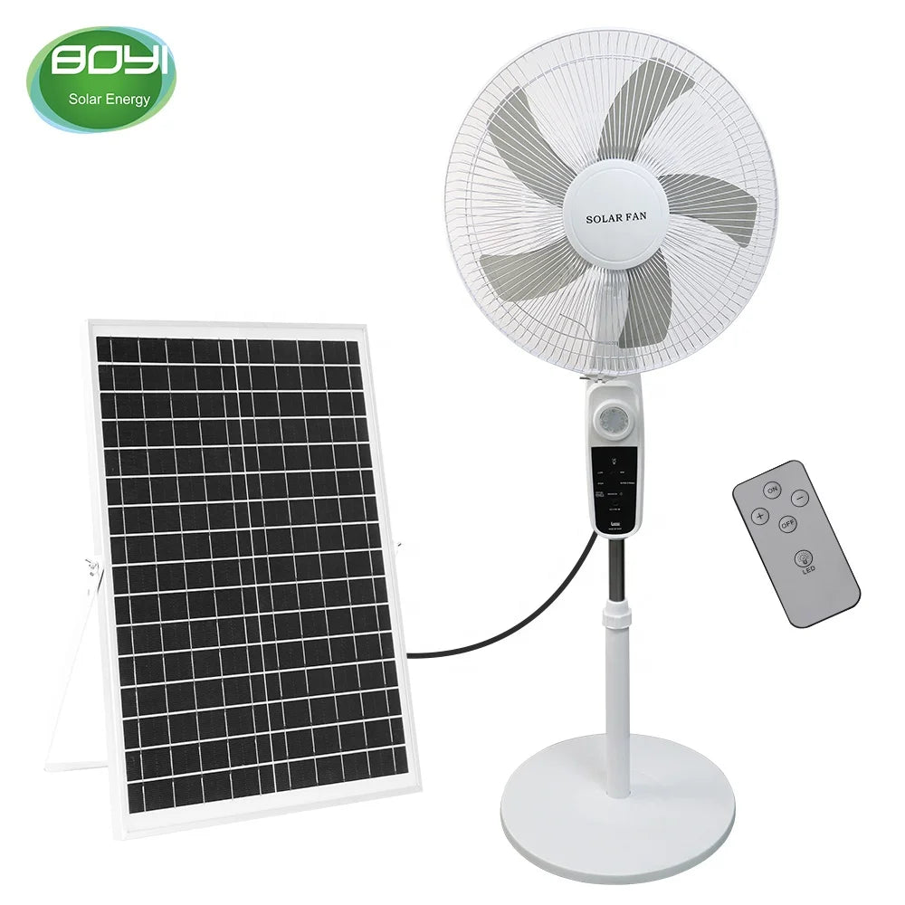 BOYI Solar Ac Dc Motor Remote Control Solar Ceiling Fan with Solar Panel