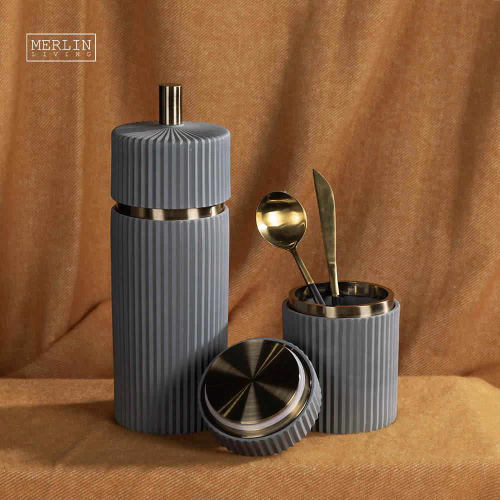 Merlin Living Colorful Ceramic Cylinder Container Storage Jars Canister Sets With Lids Modern Luxury Home Decor Accessories MegaBDM