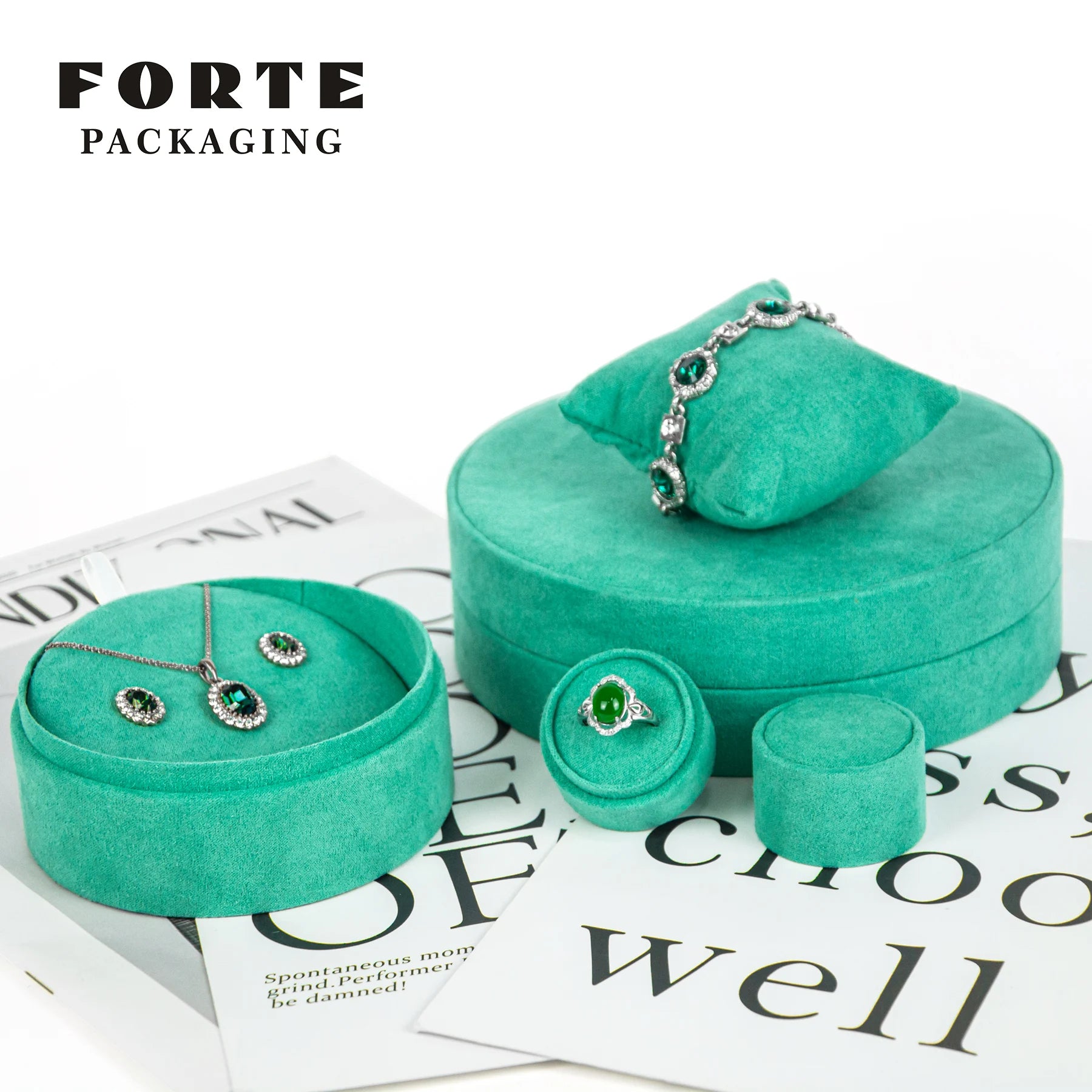 FORTE  High-End Multi-Function Jewelry Packaging Box Custom Logo Color Suede Microfiber Velvet New Design for Ring Storage