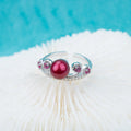 R030516 DIY 6-8mm Natural Freshwater Pearl Ring Accessory 925 Sterling Silver Adjustable Size Engagement Jewelry Ring for Women