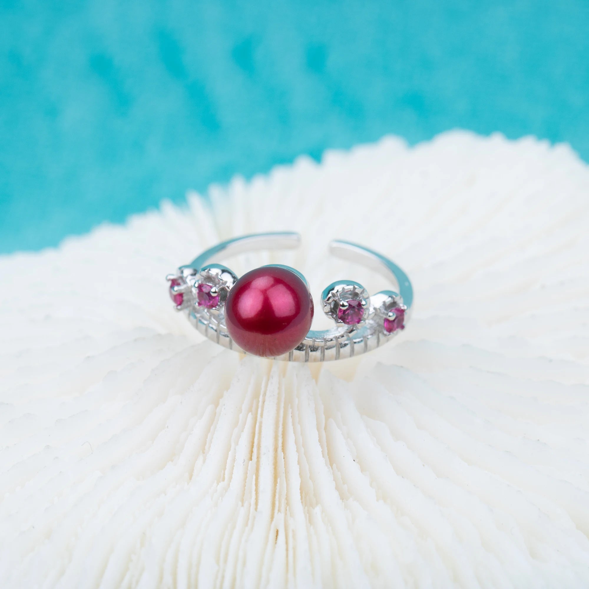 R030516 DIY 6-8mm Natural Freshwater Pearl Ring Accessory 925 Sterling Silver Adjustable Size Engagement Jewelry Ring for Women