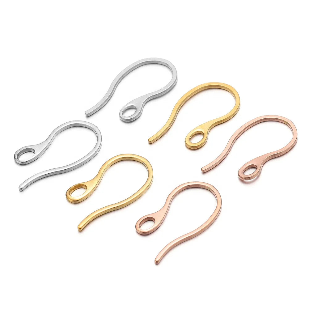 50Pcs Gold Color Plated 11*22mm Wire:1mm Stainless Steel Stamping Hook Earrings for DIY Jewelry Findings Earrings Accessories