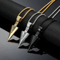 Hot Sale Hip-Hop Punk Rock Jewelry Stainless Steel Black Gold Triangle Spear Head Arrow Pendant Necklaces