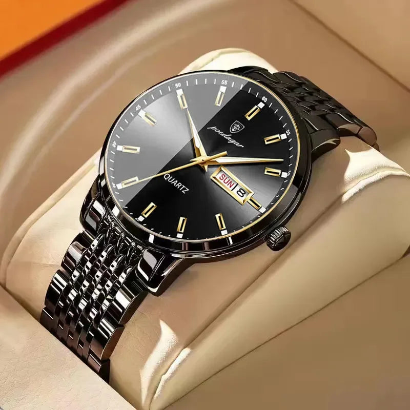 POEDAGAR 832 Design Men Watch Stainless Steel Strap Quartz Watches Waterproof Wristwatch