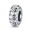 925 Sterling Silver Lace Heart Spacer Bead Pendant Silicone Beads DIY Bracelet Charm for Women Elegant Retro Jewelry SCC1949