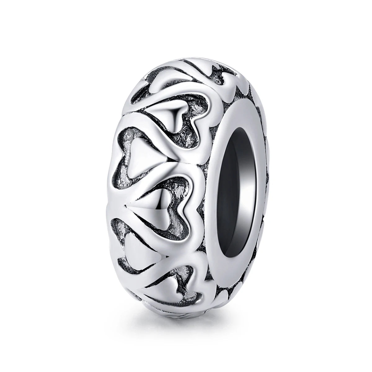 925 Sterling Silver Lace Heart Spacer Bead Pendant Silicone Beads DIY Bracelet Charm for Women Elegant Retro Jewelry SCC1949