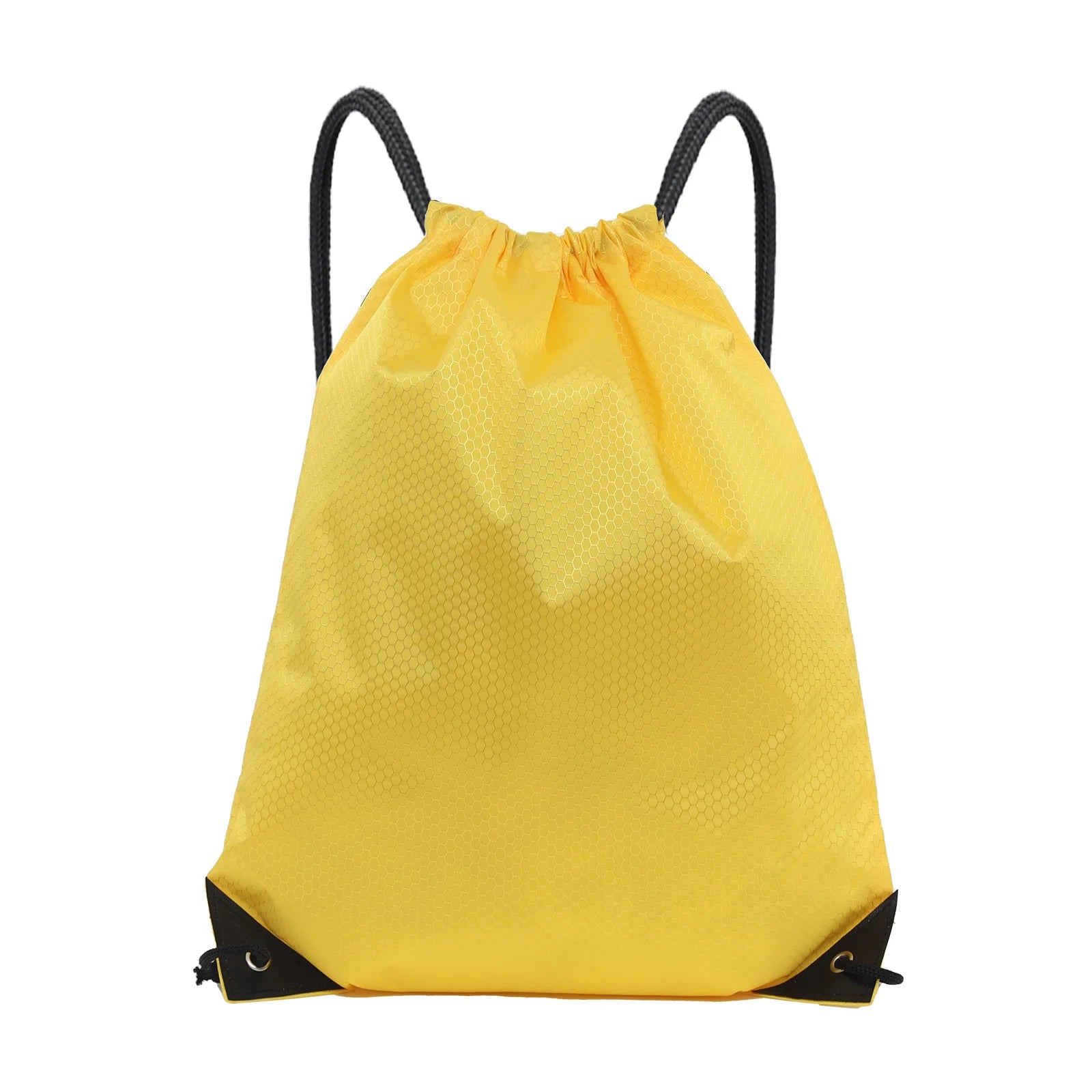 Custom Logo Nylon Polyester Drawstring Backpack Waterproof Gym Bag Black Sports Pocket Promotion Item Customizable Logo