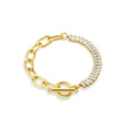 Super Shiny Rectangular Paperclip Chain Crystal Bead White Zircon Tennis OT Clasp Bracelet