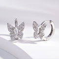 Wholesale Earrings Jewelry Rhodium Plated Cubic Zirconia Butterfly Huggie 925 Sterling Silver Fine Jewelry Earrings