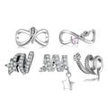 Real 925 Sterling Silver Spiral Shape Shining Star with clear CZ DIY Beads Charms for Bracelet Women Jewelry Making Wholesale