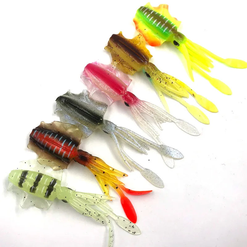 SNEDA Brand New 10cm 7g Plastic Fishing Lure Squid Skirts Customized Squid Octopus Soft Baits Luminous Fishing Lure