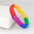 Hot Selling Debossed Silicone Wrist Bands Multicolor Rainbow Hollow Pin Twist Silicone Bracelet Braided Chain Link Wristband