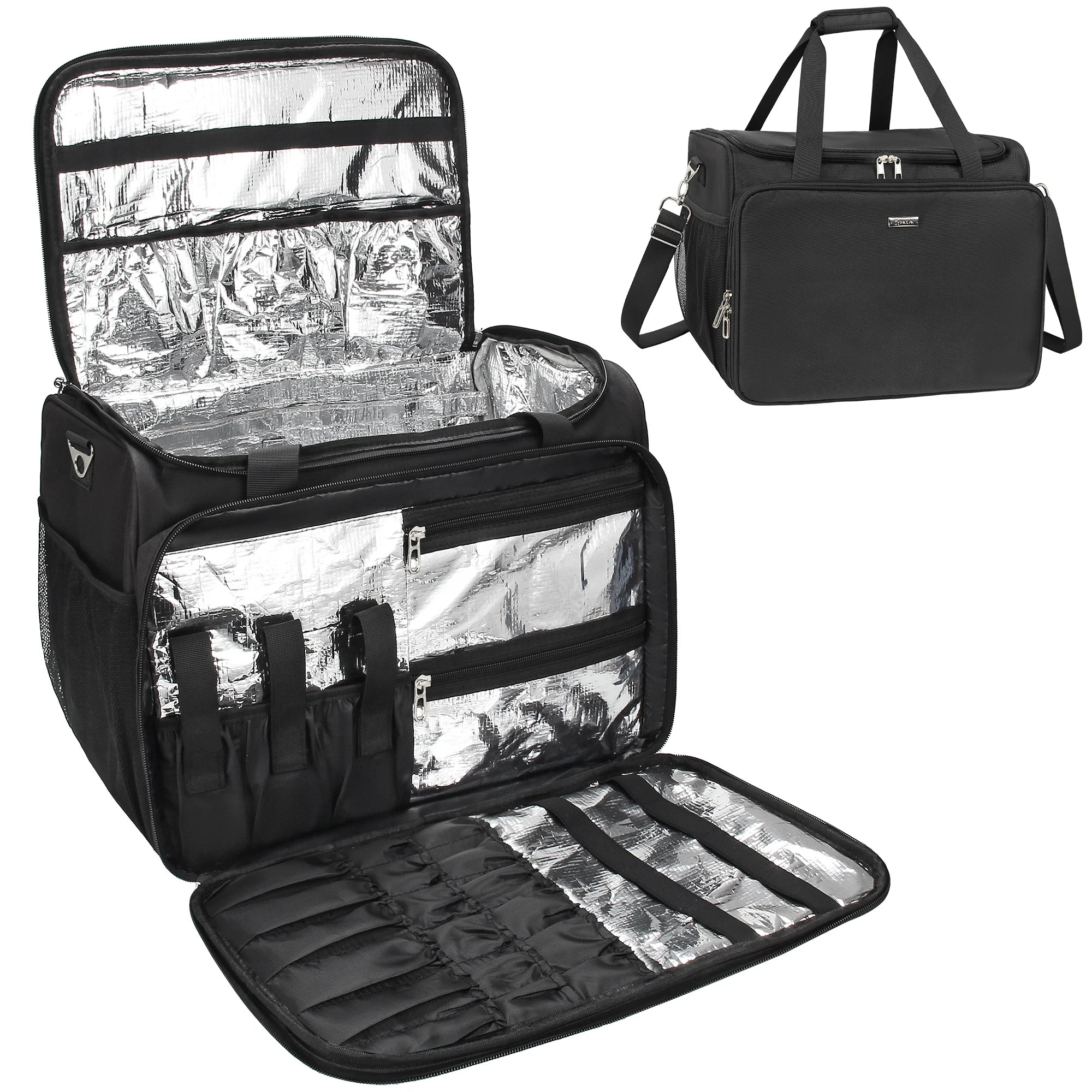 Relavel  Makeup Bag Waterproof  Resistant Heat-insulating Adjustable Dividers Large Capacity Hairdresser Cases