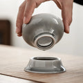Ice Gray Glaze Tea Strainer Stainless Steel Screen Tea Filter Ceramics Kung Fu Tea Making Device