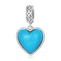 NEW Blue Love Turquoise Pendant Genuine 925 Sterling Silver Heart Charm for Silver Bracelet & Bangle Fine Jewelry Making SCC2227