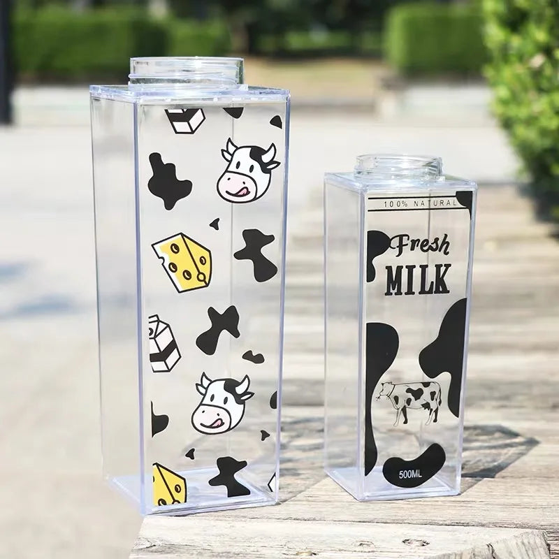 Eco Friendly Water Bottle Milk Carton Acrylic Milk Carton Bottle 1000ml 500ml clear Acrylic Tumbler Plastic Water Bottle