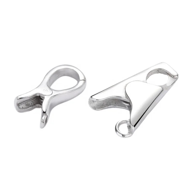 Hip Hop Punk Style 925 Sterling Silver Cool Plain Alligator Lobster Clasp Jewelry Clip Lock for Necklaces Bracelets Findings